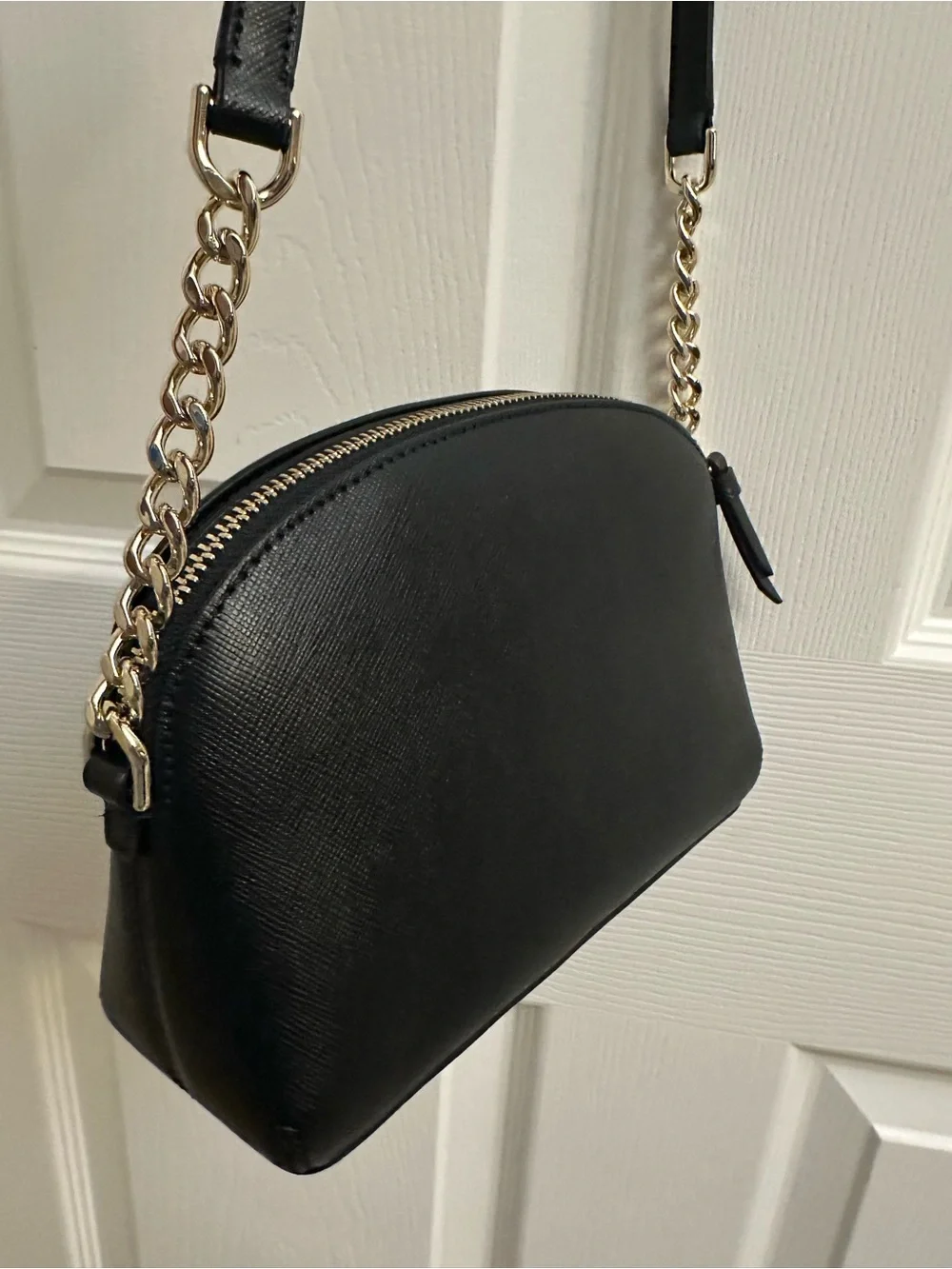 kate spade Black Saffiano Leather Ceossbody with Gold Chain and Leather Strap